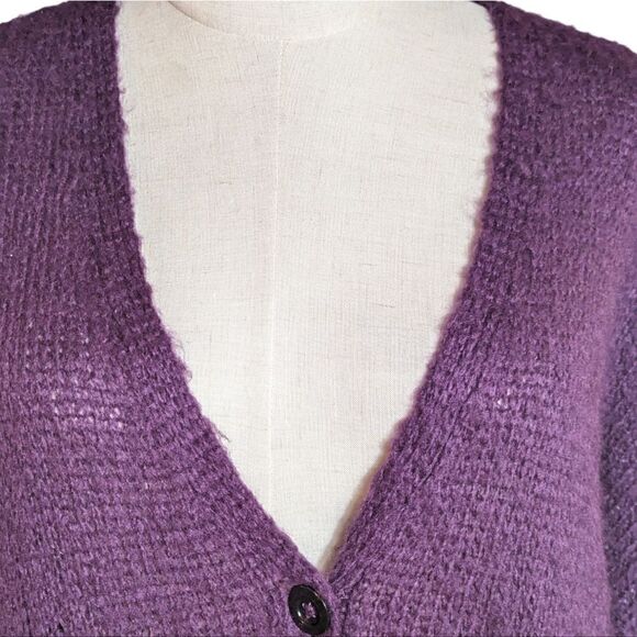 Wooden Ships Purple Mohair Blend Cardigan Sweater - Picture 3 of 8